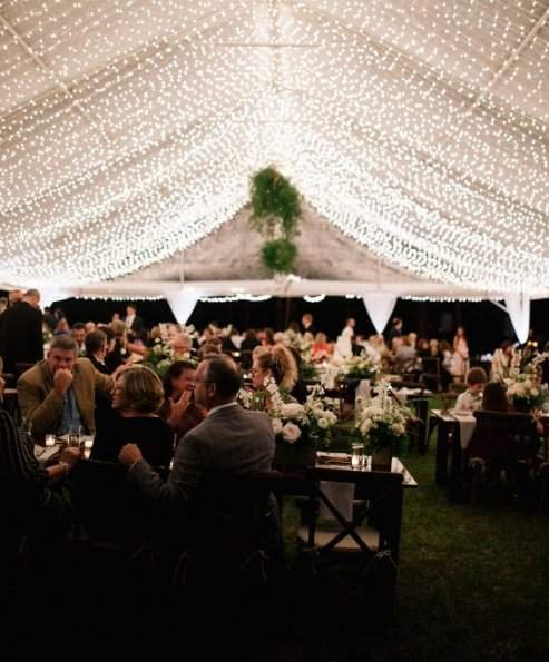 Sailcloth tent string lighting Nashville