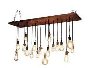 Wooden Plank Chandelier with Edison Drops chandelier rental Nashville